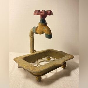 Cast Iron Water Faucet Soap Dish Holder Rustic Country Farm Style
